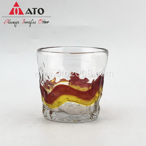 Solid Glass Cup With Colorful Strip